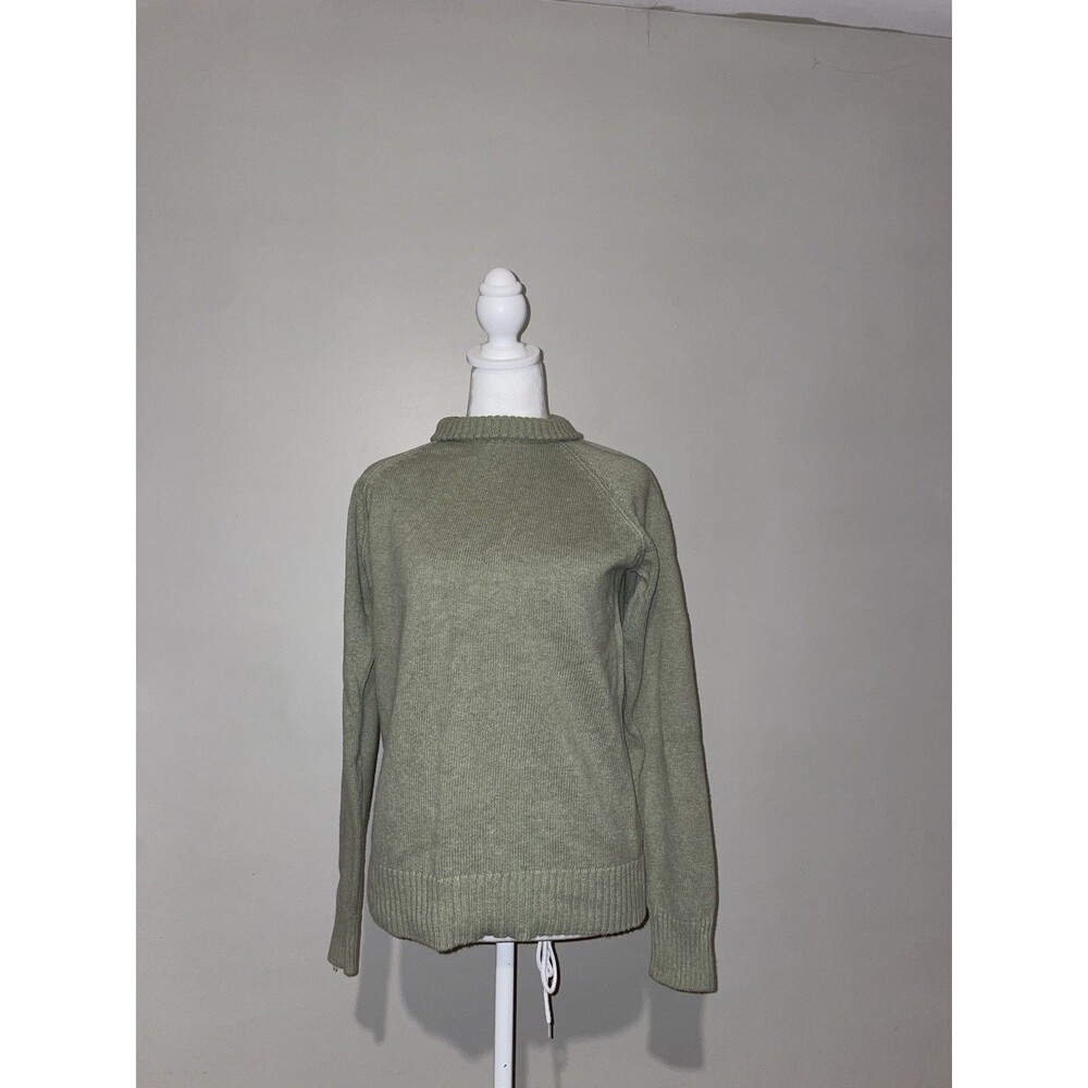Vintage Jeanne Pierre Cotton Turtleneck Sweater Women’s M Sage Green Chunky Knit